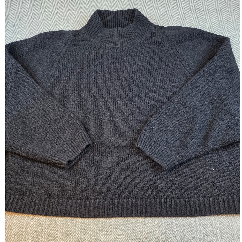 Old Navy Go-Recycled Mock Neck Ribbed Sweater Black Charcoal Large Raglan Sleeve